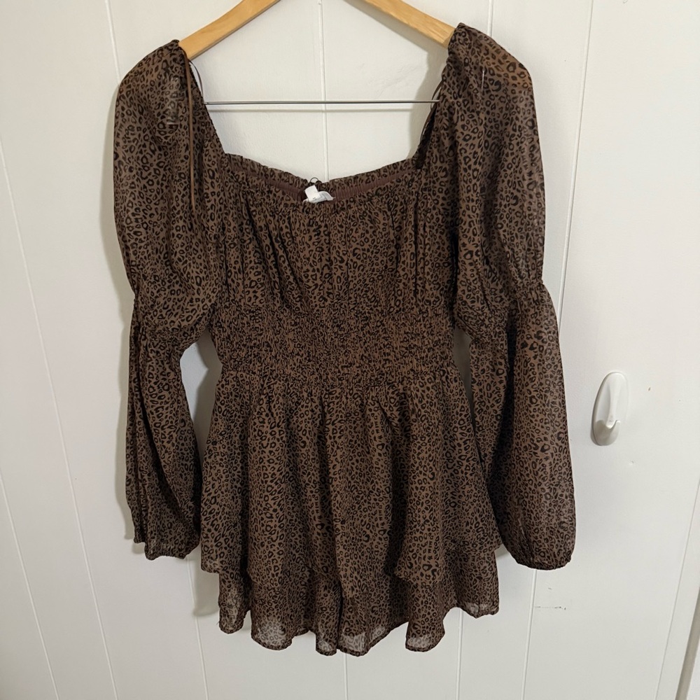 Le Lis Brown Leopard Print Romper